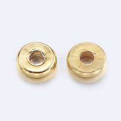 Spacer бисер латунные, плоско-круглые, золотые, 6x1.5 мм, отверстие : 2 мм
