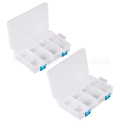 Контейнер для хранения пластиковых бусин, регулируемая коробка делителей, съемные коробки-органайзеры с 8 отделением, прямоугольные, прозрачные, 22x14.5x4.7 см, Отсек: 6.2x4.4x4 см