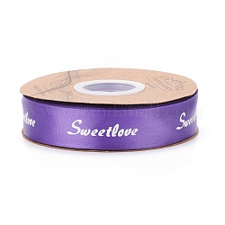Polyester Grosgrain Ribbons, with Word Sweet Love, for Gifts Wrapping Party, Dark Violet, 1 inch(25mm), 45m/Roll