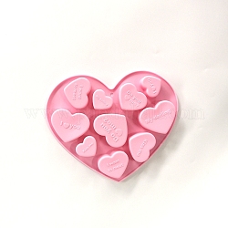 Silicone Baking Molds Trays, with 10 Heart-shaped Cavities, Reusable Bakeware Maker, for Fondant Chocolate Candy Making, Pink, 150x176x18mm