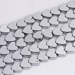 Немагнитные синтетический гематит бисер пряди, класс А, сердце, с покрытием платиным, 6x6x2 мм, отверстие : 1 мм, 66 шт / нитка, 15.5 дюйм