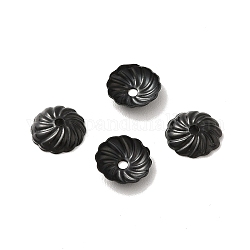 304 Edelstahl Perlenkappen, Blume, Elektrophorese schwarz, 7x2 mm, Bohrung: 1 mm