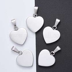 Fashionable 304 Stainless Steel Stamping Blank Tag Pendants, Heart, Stainless Steel Color, 23~25x22x4mm, Hole: 3x6mm
