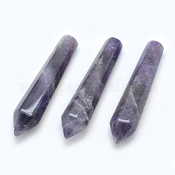 Natural Amethyst Pointed Beads, Healing Stones, Reiki Energy Balancing Meditation Therapy Wand, Bullet, Undrilled/No Hole Beads, 50.5x10x10mm