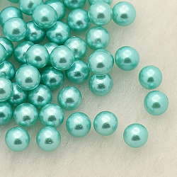 Sin agujero abs imitación de perlas de plástico redondo perlas, teñido, cian, 4mm, aproximamente 5000 unidades / bolsa