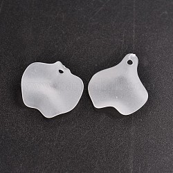 Transparent Acrylic Pendants, Leaf, Frosted, White, about 25mm long, 24mm wide, 9mm thick, hole:1.5mm. about 500pcs/500g