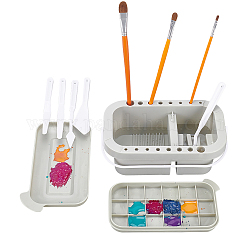 PH PandaHall Paint Brush Cleaner, Multi-use Paint Brush Basin with 3pcs Wood Paint Brushes and Plastic Palette Scraper Paint Brush Rinser for Acrylic, Watercolor, and Water-Based Paints