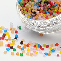 Abalorios de la semilla de cristal, colores esmerilado, redondo, color mezclado, 3mm