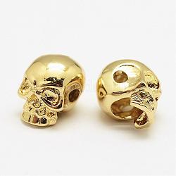 Abalorios de latón, cráneo, Sin cadmio y níque y plomo, real 18k chapado en oro, 11x8.5x10.2mm, agujero: 2 mm