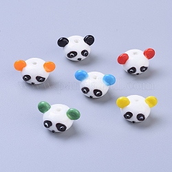 Perline murano fatto a mano, Panda del fumetto, colore misto, 14.5~16x18~21.5x16mm, Foro: 2 mm