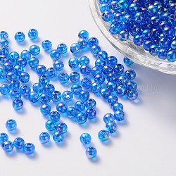 Perle acriliche trasparenti ecologiche, tondo, ab colore, dodger blu, 8mm, Foro: 1.5 mm, circa 2000pcs/500g