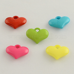 Opaque Acrylic Heart Charms, Mixed Color, 15x20x5mm, Hole: 3mm, about 705pcs/500g