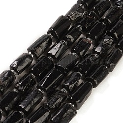 Натуральный черный турмалин бисер нитей, с бисером, граненые, колонка, 5.5~7.5 мм, отверстие : 0.7 мм, около 26~33 шт / нитка, 15.67''~16.46'' (39.8~41.8 см)