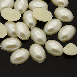 ABS Plastic Imitation Pearl Cabochons, Dyed, Oval, Beige, 8x6x3mm