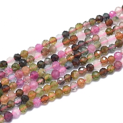 Chapelets de perles en tourmaline naturelle, grade AAA, facette, ronde, 4~4.5mm, Trou: 0.7mm, environ 88~104 pcs / brin, 15.15 pouce (38.5 cm)