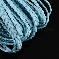Cordones trenzados de cuero de imitación, fornituras pulsera espiga, luz azul cielo, 5x2mm, alrededor de 109.36 yarda (100 m) / paquete