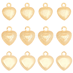Chgcraft 12 pz 3 ciondoli in ottone stile, cuore, oro, 12x10x6mm, Foro: 2 mm