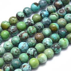 Natur hubei türkisfarbenen Perlen Stränge, Runde, 3.5~4.5 mm, Bohrung: 0.5 mm, ca. 98 Stk. / Strang, 15.55 Zoll (39.5 cm)