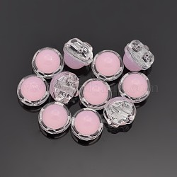 Genähte Taiwan Acrylperlen, Multi-Strang-Verbinder, Bekleidungszubehör, Halbrund, rosa, 12x8 mm, Bohrung: 1 mm