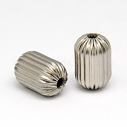 Perles ondulées en 304 acier inoxydable, colonne, 15x10mm, Trou: 2mm