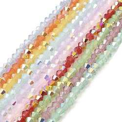 Chapelets de perles en verre peint, imitation opalite, facette, de couleur plaquée ab , Toupie, couleur mixte, 4.5x4mm, Trou: 0.8mm, Environ 88~89 pcs/chapelet, 13.11'' (33.3 cm)