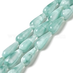 Brins de perles de verre naturel, Grade a, larme, bleu aqua, 20~21.5x8mm, Trou: 1mm, Environ 20 pcs/chapelet, 15.5~15.7'' (39.37~39.88 cm)
