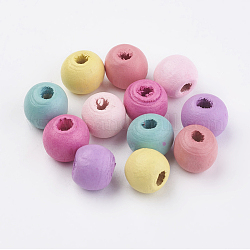 Natural Wood Beads, Dyed, Round, Mixed Color, 10~11x9mm, Hole: 3mm