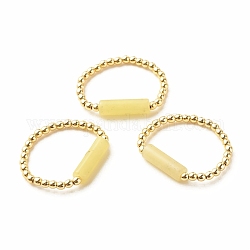Fingerring aus natürlichen Zitronenjade-Säulen mit Perlen und synthetischem Hämatit, Edelsteinschmuck für Damen, golden, Innendurchmesser: 16~19 mm