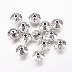 Perles de séparateur de style tibétain , Toupie, sans plomb et sans cadmium, argent antique, 10.5x7.5mm, Trou: 1mm