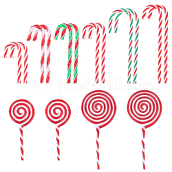 Nbeads 28Pcs 8 Style Plastic Pendant Decorations, for Christmas Tree Hanging Ornament, Candy Cane & Lollipop, Mixed Patterns, 160x25mm, Hole: 1.8mm