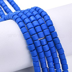 Handgemachte Polymer-Lehm-Korn-Stränge, Kolumne, Blau, 6.5x6 mm, Bohrung: 1.2 mm, ca. 61 Stk. / Strang, 15.75 Zoll (40 cm)