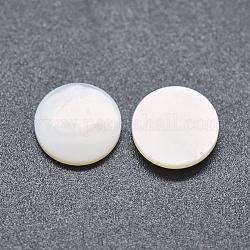 Shell Cabochons, Flachrund, weiß, 10x2~2.5 mm