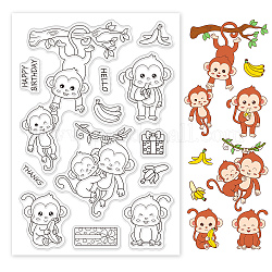 Timbri in plastica pvc, per scrapbooking diy, album fotografico decorativo, fabbricazione di carte, fogli di francobolli, modello della scimmia, 16x11x0.3cm