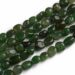 Brins de perles de jaspe verts naturels, pierre roulée, pépites, 10~15x7.5~11.5x7.5~12.5mm, Trou: 1mm, Environ 36 pcs/chapelet, 15.67 pouce (39.8 cm)