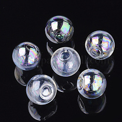 Botellas redondas hechas a mano de bolas de globo de vidrio soplado, para la fabricación de colgantes de viales de vidrio, claro ab, 25x24.5mm, medio agujero: 5 mm