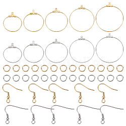Unicraftale 2-Farben-Set zur Herstellung von Ohrringen, 40-teiliges Zubehör für Creolen aus Edelstahl, 40-teilige offene Biegeringe, 40-teilige Ohrringhaken, Zubehör für Perlen-Creolen-Ohrringe, Komponente für die Schmuckherstellung, DIY-Handwerk