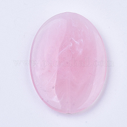 Abalorios de acrílico, estilo de imitación de piedras preciosas, Color de dos tonos, oval, rosa perla, 40x29x5.5mm, agujero: 1.5 mm, aproximamente 170 unidades / 500 g