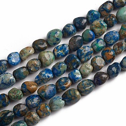 Natural Chrysocolla and Lapis Lazuli Beads Strands, Tumbled Stone, Nuggets, 10~15x7.5~11.5x7.5~12.5mm, Hole: 1mm, about 36pcs/Strand, 15.67 inch(39.8 cm)