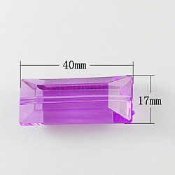 Transparent Acrylic Beads, Faceted, Rectangle, Orchid, 40x17x13mm, Hole: 2mm, about 70pcs/500g
