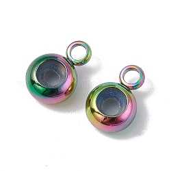 Placcatura ionica (ip) 202 barre tubolari in acciaio inossidabile, loop bails, con gomma all'interno, rondelle, perline bail, perline con tappo scorrevole, con 304 anello ad anello in acciaio inossidabile, colore arcobaleno, 8.7x5.7x3.3mm, Foro: 1.8 mm e 2 mm