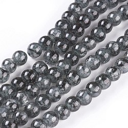 Rociar perlas de vidrio pintado hebras, redondo, negro, 6~6.5mm, agujero: 1 mm, aproximamente 137 pcs / cadena, 31.8 pulgada (81 cm)