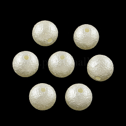 Perles en plastique ABS d'imitation coquille rondes et mates, beige, 8mm, Trou: 1mm