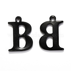 304 Stainless Steel Alphabet Charms, Electrophoresis Black, Letter.B, 12x8x1mm, Hole: 1mm