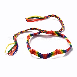 Bracelet de fierté arc-en-ciel, bracelet cordon polyester homme femme, bracelet réglable, colorées, diamètre intérieur: 2-1/4~4-1/8 pouce (5.8~10.5 cm)