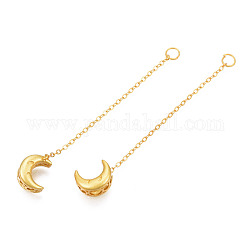 Perline in ottone, con catena, cadmio & nichel &piombo libero, luna, vero placcato oro 18k, 70mm