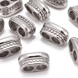 Liens de multi-brins en 304 acier inoxydable, pour la fabrication de bracelets en cuir, couleur inoxydable, 7x15x8.5mm, Trou: 5mm