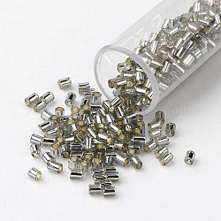 Cuentas de semillas japonesas toho, canutillos de cristal transparente, agujero redondo, (29) diamante negro claro forrado en plata, 2x1.7~1.8mm, agujero: 1 mm, aproximamente 6650 unidades / bolsa, 100 g / bolsa