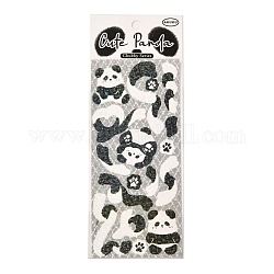 Autocollants en papier laser, pour scrapbooking diy, décoration d'album photo, motif panda, 14.5~14.6x6.4~6.6x0.02 cm