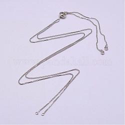 Elektrophorese Messing Halskette machen, Mit kubischen Zirkonia & Dia Extender Ketten, Box-Ketten, langlebig plattiert, Platin Farbe, 31.5 Zoll (80 cm)