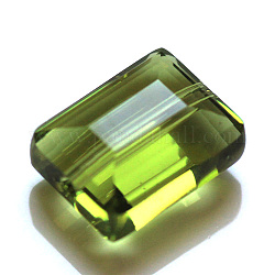 模造オーストリアクリスタルビーズ  グレードAAA  多面カット  長方形  黄緑  6x8x4mm  穴：0.7~0.9mm
